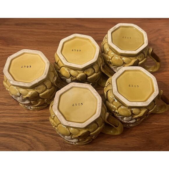 5 VINTAGE FRED ROBERTS CERAMIC MUSHROOM Tea Coffee Cup / Mug Yellow JAPAN 2303 - Picture 6 of 11